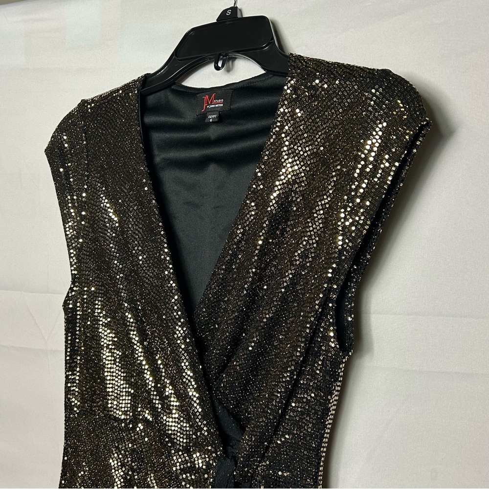 JM Studio by John Meyer Dress Long Gold Sequin Party Wedding Size 6 - Picture 11 of 11